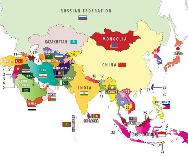 bản đồ các nước châu á